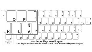 Click here to view larger image Honduran (Spanish) Language Keyboard Labels