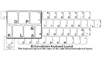 El Salvadorian (Spanish) Language Keyboard Labels